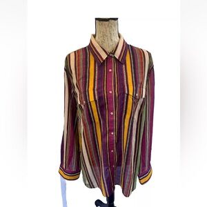 LRL RALPH LAUREN STRIPED TOP BUTTON FRONT 2X